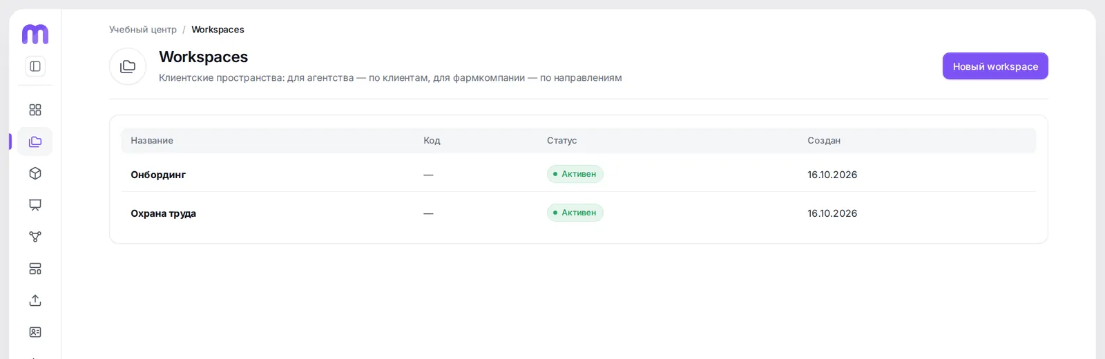 Список пространств